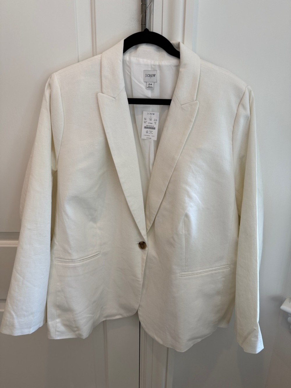 J. Crew Factory White Linen/Cotton Blend Holland Blazer Size 24 NWT